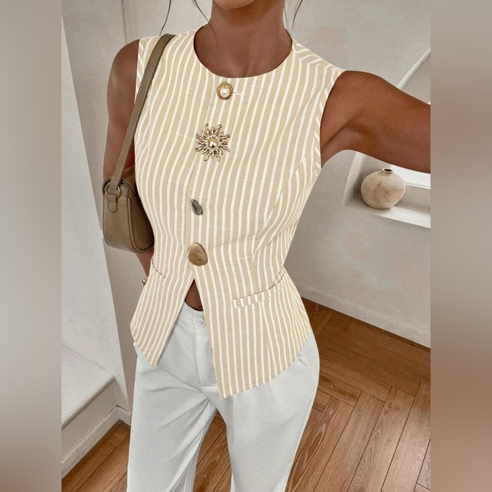 Striped Button-Down Vest